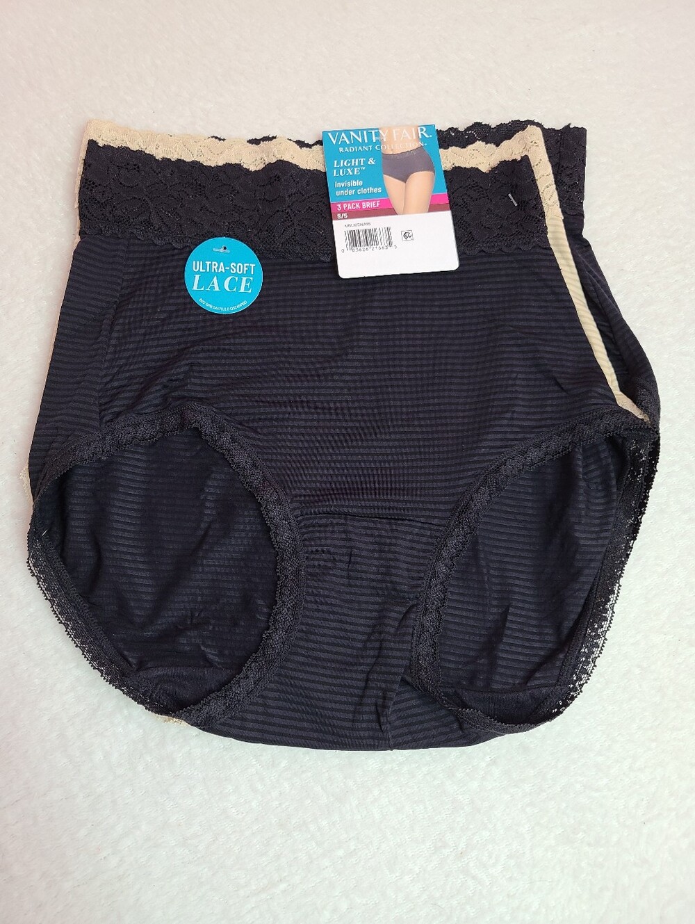 3pk Vanity Fair Radiant Light & Luxe Ultra Soft Lace Trim Briefs Size Sm